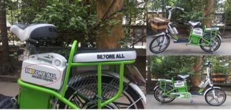 Trên yên xe và vỏ bình ắc quy đều được dán nhãn sản phẩm