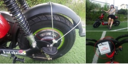 Trên yên xe và vỏ bình ắc quy đều được dán nhãn sản phẩm
