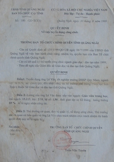 Quảng Ngãi: Thu hồi quyết định của hiệu trưởng “buộc thôi việc” giáo viên tố cáo