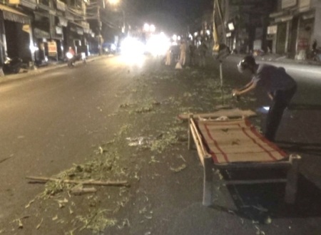 Hiện trường vụ tai nạn khiến bà bán rau tử vong tại chỗ.