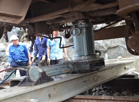 Thiết bị khít thủy lực dùng để nâng và điều chỉnh toa tàu.