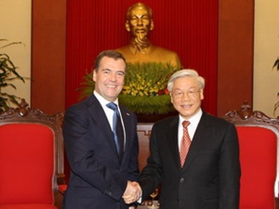 Tổng Bí thư tiếp Thủ tướng Nga Dmitry Medvedev - 1 Tổng Bí thư tiếp Thủ tướng Nga Dmitry Medvedev
