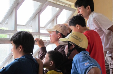 Người dân theo dõi bắt cá sấu