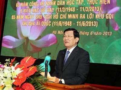 65 năm ngành công an thực hiện 6 điều Bác Hồ dạy - 1 Chủ tịch nước Trương Tấn Sang phát biểu tại lễ kỷ niệm