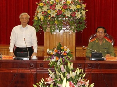 Tổng Bí thư Nguyễn Phú Trọng phát biểu tại buổi làm việc