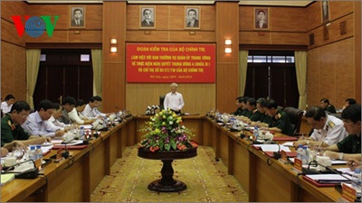 Đoàn kiểm tra Bộ Chính trị làm việc với Quân ủy Trung ương - 1 Tổng Bí thư Nguyễn Phú Trọng phát biểu tại buổi làm việc