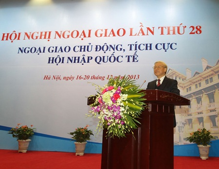 Phát biểu của Tổng Bí thư Nguyễn Phú Trọng tại Hội nghị Ngoại giao - 1 Tổng Bí thư Nguyễn Phú Trọng đến dự và phát biểu chỉ đạo Hội nghị. Ảnh: Trí Dũng - TTXVN