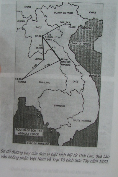 Sơ đồ đường bay của phi công Mỹ từ Udon sang Sơn Tây
