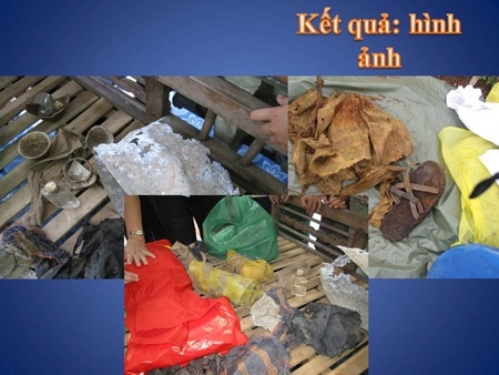 Ảnh tìm kiếm hài cốt liệt sĩ của một nhà ngoại cảm tại buổi sinh hoạt.