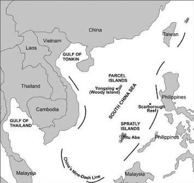 Lập luận vô lý về “đường 9 đoạn” của Trung Quốc - 1 Bản đồ đường 9 đoạn hay còn gọi là đường lưỡi bò phi lý của Trung Quốc.