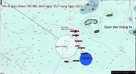 Giàn khoan Hải Dương- 981 dịch chuyển ra ngoài thềm lục địa Việt Nam