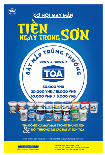 Bốn mùa tươi sắc cùng TOA 4 Seasons - 4 Chương trình khuyến mãi đặc biệt “BẬT NẮP TRÚNG THƯỞNG”.