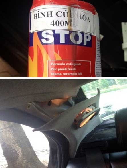 Bình cứu hỏa nổ trên xe vào năm 2014