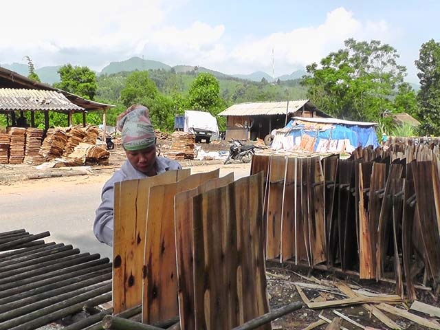 Lãi ròng nửa tỷ đồng/năm từ nghề bóc ván gỗ - 1
Từ khi chuyển sang làm nghề gỗ ván bóc, gia đình chị Hà lãi 500 triệu đồng/năm.Ảnh: K.D