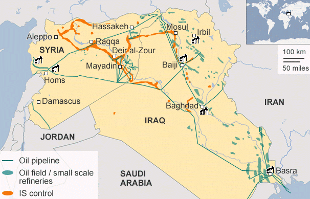 Phiến quân IS: Từ một nhánh của al-Qaeda tới tham vọng đế chế mới (kỳ 1) - 3
IS hiện đang kiểm soát các khu vực tại Iraq và Syria (các vùng màu vàng đậm)