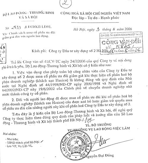 Vụ cổ phần hoá “vịt trời” tại Hacinco: Người lao động cũng bị dồn vào “chân tường” - 7
Bộ Lao động thương binh và xã hội chỉ rõ sai phạm trong cổ phần hoá tại HACINCO.