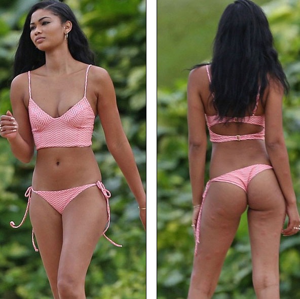 
Thiên thần của hãng Victorias Secret Chanel Iman đang có kỳ nghỉ tại Hawaii. Ngày 1/10, cánh săn ảnh bắt gặp cô tung tăng trên bãi biển trong bộ áo tắm màu hồng
