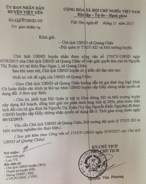 
Sau nhiều năm sai phạm được câu giờ, UBND huyện Việt Yên đã ra công văn vẽ đường cho hợp thức hoá sai phạm?
