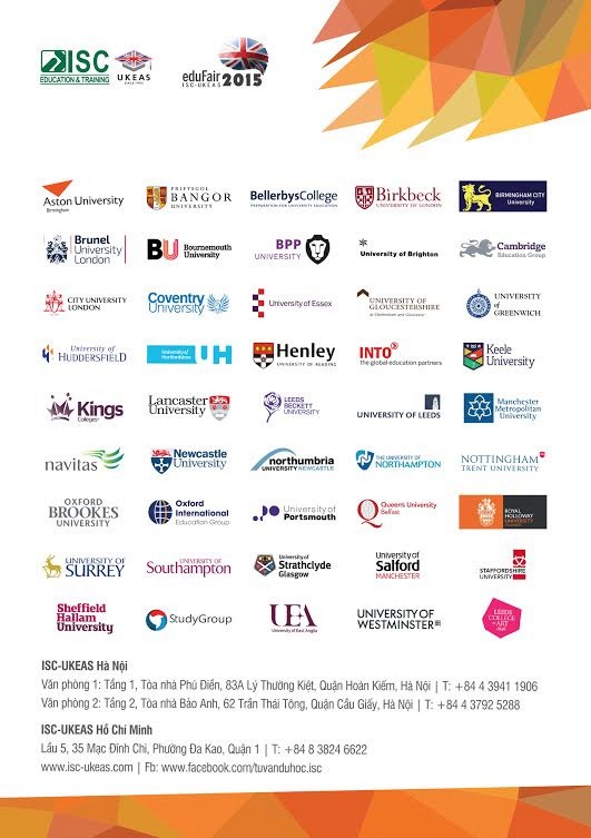 Danh sách các trường tham gia EdufairUK