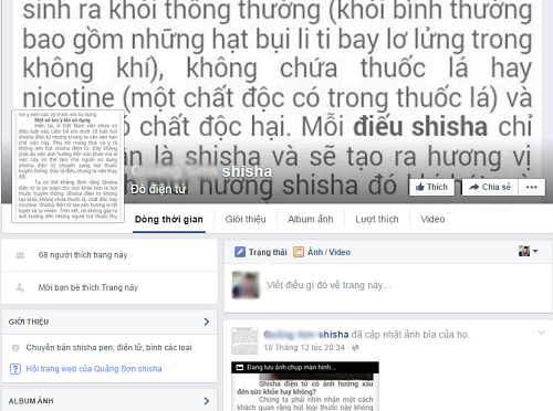 Giật mình cảnh học sinh hút shisha trong trường học - 2 Có hẳn một trang facebook tại xã Quảng Sơn được lập ra để bán shisha.