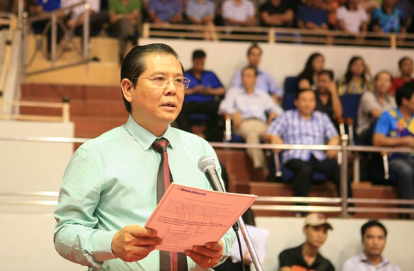Bế mạc Giải bóng bàn tranh cúp Báo Hà Nội Mới mở rộng - 2 Ông Tô Quang Phán - Tổng biên tập Báo Hànộimới, đồng Trưởng BTC phát biểu tại Lễ bế mạc