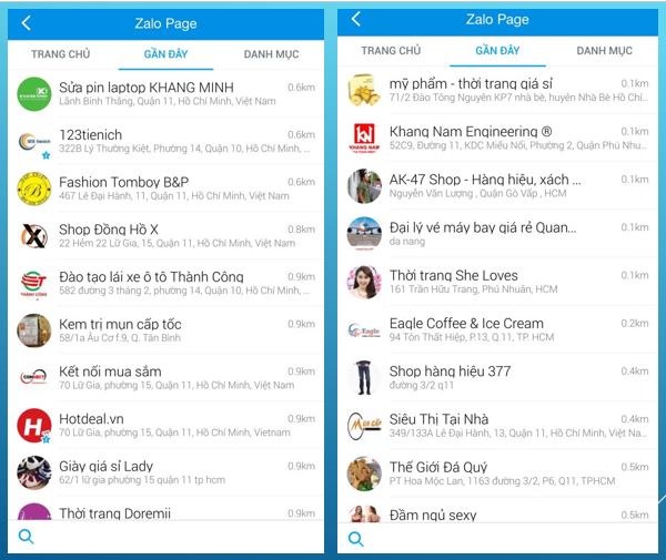 Dễ dàng tìm thấy nhiều cửa hàng trực tuyến trên Zalo