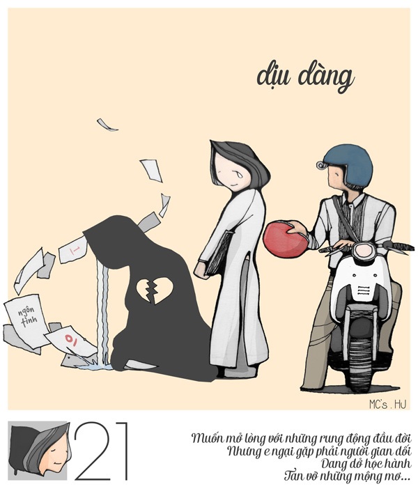 Bộ ảnh “7 lắng lo trong đời người phụ nữ” hút dân mạng - 6 14 – 21 tuổi: Những rung động đầu đời khiến trái tim đôi lúc yếu mềm và đây cũng có thể xem là tuổi nổi loạn với những mộng mơ mới lớn.
