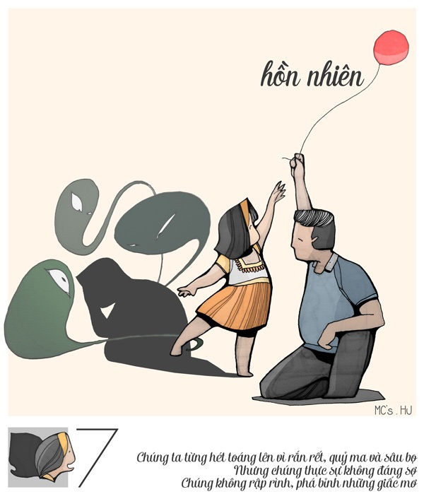 Bộ ảnh “7 lắng lo trong đời người phụ nữ” hút dân mạng - 4
0 - 7 tuổi: Họ mang những nỗi sợ như bao đứa trẻ khác – hữu hình – dễ đối phó. Chỉ cần có một người tin cậy ở bên, hoặc sau một giấc ngủ mọi thứ sẽ ổn.