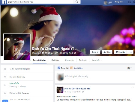 Một trang Facebook với gần 15.000 thành viên chuyên cung cấp dịch vụ cho thuê người yêu.