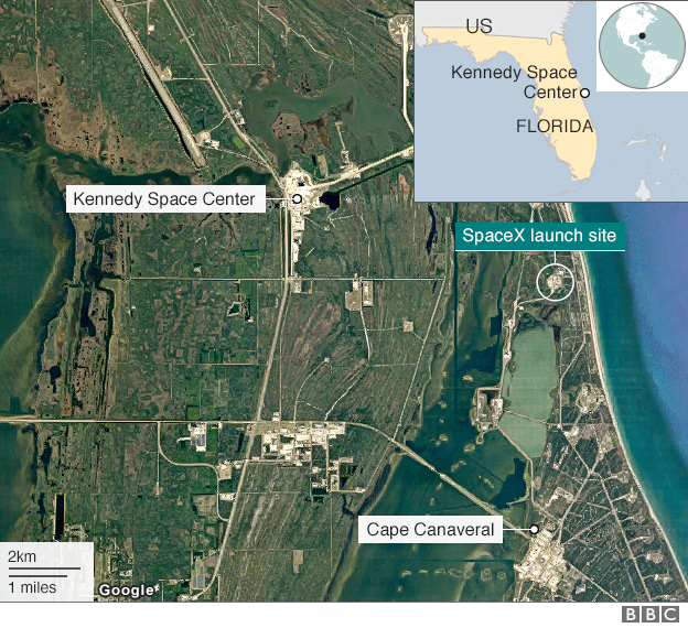 Tên lửa SpaceX của Mỹ nổ tung tại bệ phóng ở Florida - 2
Vụ nổ xảy ra tại địa điểm phóng mà hãng SpaceX sử dụng tại Mũi Canaveral (Đồ họa: BBC)
