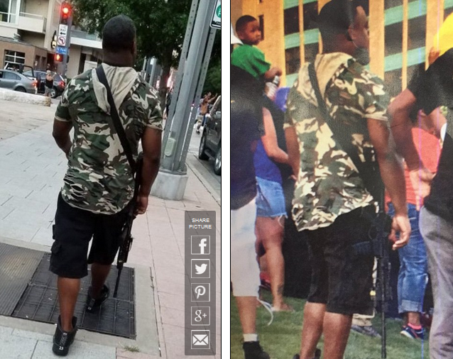 
Nghi phạm đeo súng trường bình tĩnh xuất hiện tại hiện trường. (Ảnh: Dailymail)
