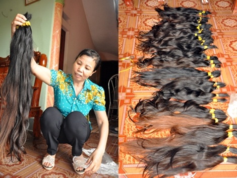 Kỳ lạ ngôi làng có 200 người xuất ngoại buôn tóc - 1 
Do điều kiện công tác, bà Nha đã trở thành chủ chuyên thu gom tóc. - Mỗi kg tóc có giá tới 7,6 triệu đồng.