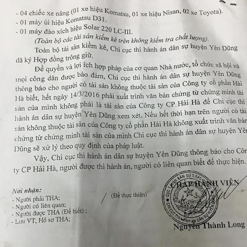 TAND Cấp cao bị chống lệnh, thêm một vụ “194 phố Huế” tại Bắc Giang? - 3
Thế nhưng, chỉ ngay hôm sau, chi cục thi hành án huyện Yên Dũng đã tổ chức cưỡng chế rầm rộ.