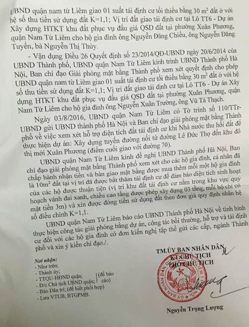 Hà Nội: Bị người dân khiếu nại, UBND quận Nam Từ Liêm xem xét lại chế độ bồi thường - 3
UBND quận Nam Từ Liêm xem xét lại chế độ bồi thường sau khi bị người dân khiếu nại.