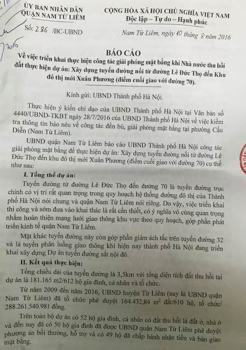 Hà Nội: Bị người dân khiếu nại, UBND quận Nam Từ Liêm xem xét lại chế độ bồi thường - 2 Hà Nội: Bị người dân khiếu nại, UBND quận Nam Từ Liêm xem xét lại chế độ bồi thường - 2