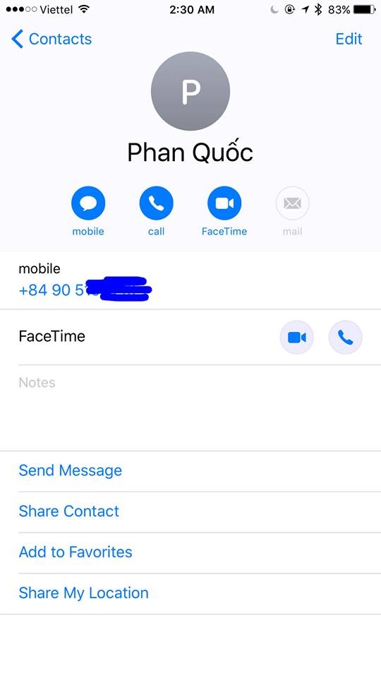 Trải nghiệm nhanh iOS 10 tại Việt Nam, rất nhiều tính năng mới - 7
Thông tin trên danh bạ được sắp xếp hoàn toàn mới