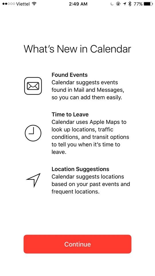 Trải nghiệm nhanh iOS 10 tại Việt Nam, rất nhiều tính năng mới - 12
Ứng dụng Calendar cập nhật nhiều tính năng mới