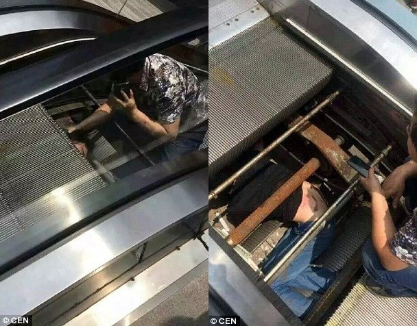 Anh này bị bất tỉnh nhưng may mắn chưa bị kẹp chết.