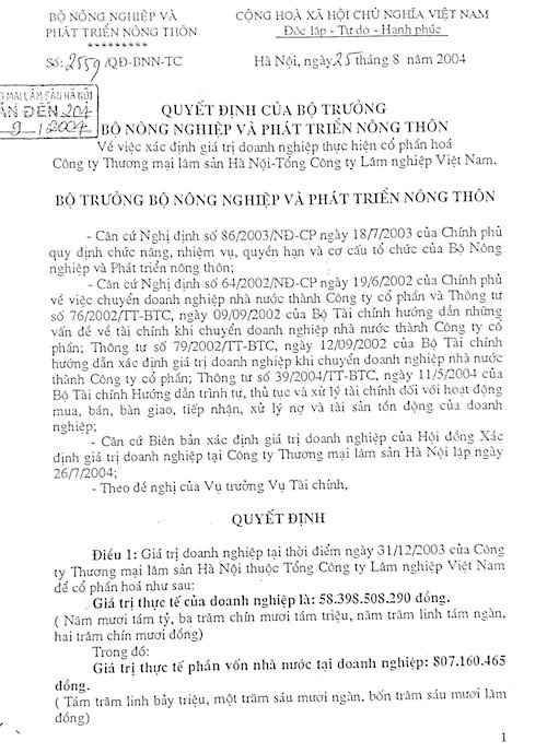 Cổ phần hoá tại Công ty Lâm sản Hà Nội, ngôi nhà trên “đất vàng” bị tố lập lờ quyền sở hữu - 6 Cổ phần hoá tại Công ty Lâm sản Hà Nội, ngôi nhà trên “đất vàng” bị tố lập lờ quyền sở hữu - 6