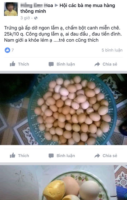 Ăn “thần dược” trứng ung chỉ “rước” thêm độc tố vào người - 2 Giá trứng quảng cáo của những người trên mạng xã hội chỉ 25.000 đồng/ 10 quả.