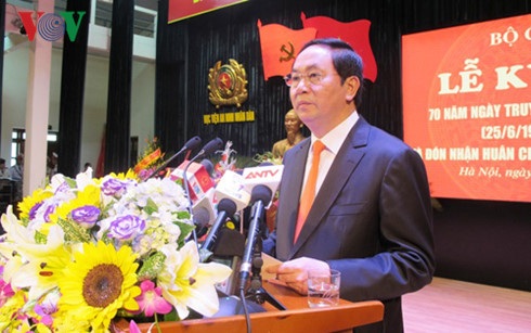 Chủ tịch nước trao Huân chương Quân công cho Học viện An ninh - 2 Chủ tịch nước Trần Đại Quang phát biểu tại buổi lễ