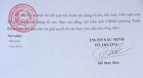 Hà Nội: Thuê mặt sông nuôi cá, hết hạn lấp luôn sông chiếm dụng đất - 2
Kết quả xác minh tố cáo ai phạm tại phường Xuân Đỉnh.