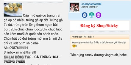 Ăn “thần dược” trứng ung chỉ “rước” thêm độc tố vào người - 3 Một người quảng cáo trứng gà ấp dở trên mạng.