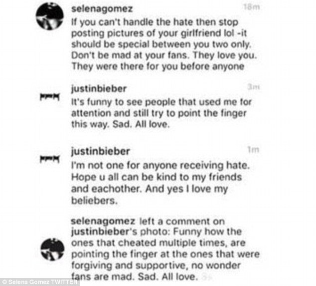 Sau trận cãi nhau nảy lửa, Justin Bieber phớt lờ Selena Gomez - 3
Selena Gomez và Justin Bieber lời qua tiếng lại trên mạng xã hội.