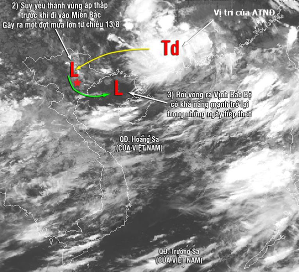 
Hướng đi của ATNĐ (Ảnh: Truyền hình VP)
