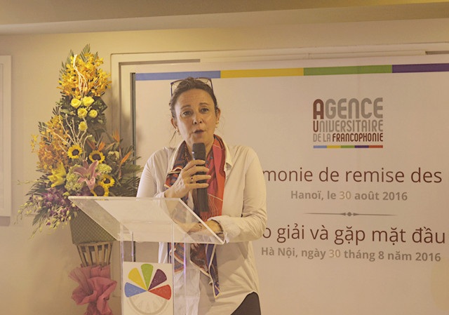 Sinh viên Việt "ẵm trọn" học bổng Tài năng Pháp ngữ khu vực châu Á - Thái Bình Dương - 1
GS.Sophie Goedefroit, Giám đốc khu vực Châu Á - Thái Bình Dương của AUF chia sẻ về học bổng châu Á - Thái Bình Dương.