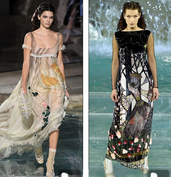 
Trình diễn trong show của Fendi có 2 siêu mẫu đang nổi Kendall Jenner và Bella Hadid
