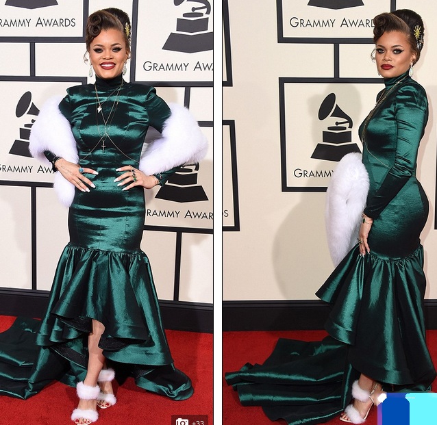 Những bộ cánh hớ hênh nhất trên thảm đỏ Grammy - 9
Andra Day và bộ váy rất khó hiểu