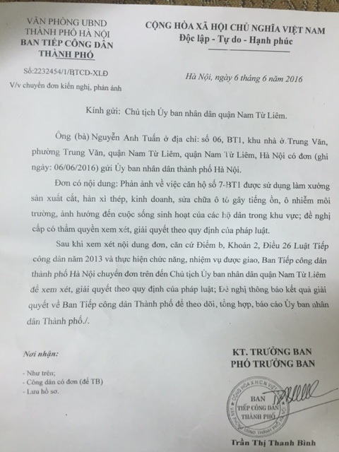 UBND TP Hà Nội yêu cầu giải quyết dứt điểm vụ biệt thự “biến tướng” thành xưởng hàn xì - 1
Công văn của Văn phòng UBND TP Hà Nội đề nghị UBND quận Nam Từ Liêm giải quyết dứt điểm vụ việc.