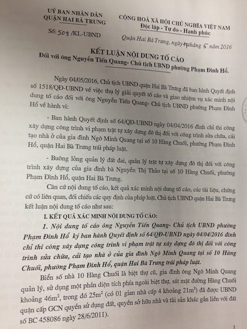 Hà Nội: Dân khốn đốn vì chủ tịch phường ra văn bản trái luật - 2